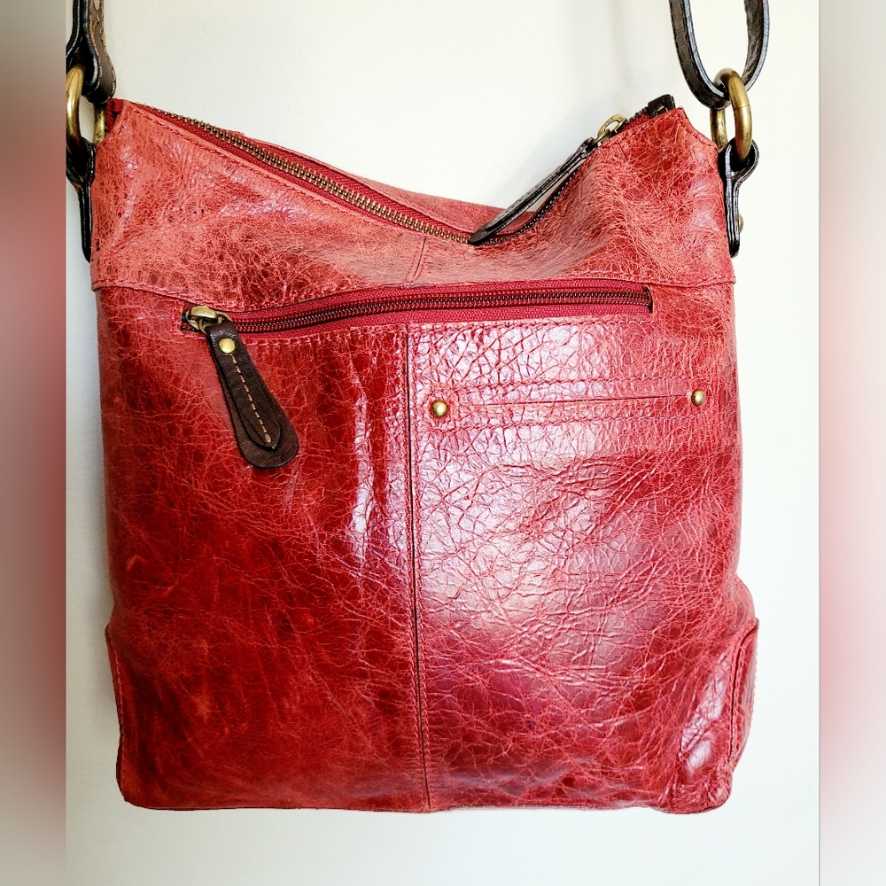 Nino Bossi Genuine Leather Red Crossbody/Organizer Bag 10.5"×11.5"×3" - Picture 12 of 16